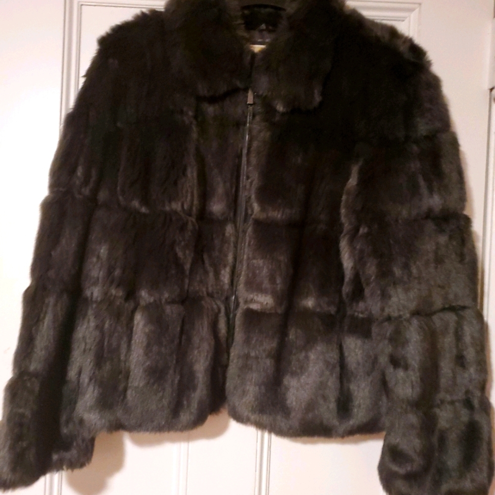 Michael kors XL Charcoal Gray Faux Fur coat